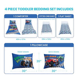 Todays Kids Monster Trucks Toddler Bedding Set for Boys - 4-Piece Toddler Bed Comforter Sets for Boys, Reversible Comforter & Pillowcase, Flat Sheet, Fitted Sheet, Breathable & Super Soft Microfiber Todays Kids
