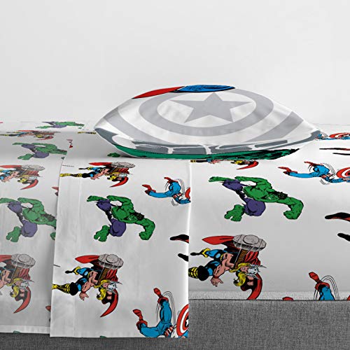 Jay Franco Marvel Avengers Comic Cool 5 Piece Twin Bed Set - Includes Comforter & Sheet Set - Bedding Features Captain America, Spiderman, Iron Man, Hulk, & Thor - Super Soft Jay Franco