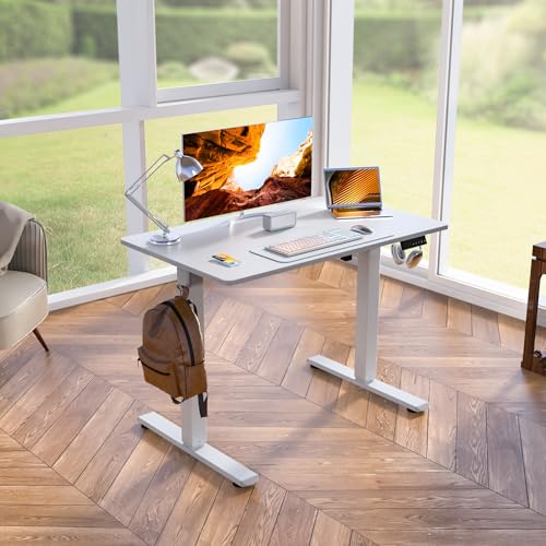 Kingant Standing Desk Height Adjustable Small Electric Stand Up Desks [35 x 20 Inch] - Ergonomic Sit Stand Desk Rising Desks for Home Office Computer Desk Stand Desk Workstation with Cable Management Kingant