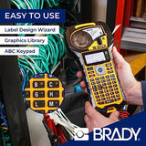 Brady M210 Portable Label Printer with Rubber Bumpers, Multi-Line Print, 6 to 40 Point Font (Replaces BMP21-PLUS Printer), Yellow/Black, 9.5 in H x 4.5 in W x 2.5 in D Brady