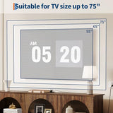 GarveeLife 63" Mid Century Modern TV Stand, Modern Console Table with Charging Station for Entryway Living Room, Modern Entertainment Center 3-Tier Rustic Brown Media Console for TV Up to 65 70 Inch GarveeLife