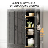 LIKIMIO Armoire Wardrobe Closet 70" H, 5 Doors Bedroom Wooden Wardrobe with 4 Storage Shelves and Hanging Rod, Clothing Storage Cabinet Organizer Combination, Black LIKIMIO