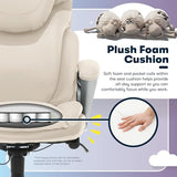 Serta Bryce Executive Office Chair, Ergonomic Computer DeskChairs with Patented AIR Lumbar Support, Comfy Body Pillows, Height Adjustable, Swivel Base with Wheels, Bonded Leather, Cream White Serta
