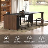 Banzeem Extendable Dining Table with Storage, Transformer Extra Console Table for 1-12 People, Folding Space Saving Dining Room Table with Built-in Outlet for Homes, Apartments, Walnut Black Banzeem
