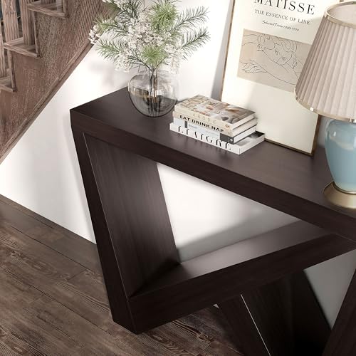 HOMES: Inside + Out Naomi Modern Decorative Accent Console with W-Shaped Legs, Narrow Desk, Wood Entryway Console Table for Living Room, Hallway, Entrance, Small Spaces, Cappuccino HOMES: INSIDE + OUT