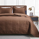 Love's cabin Twin Quilt Set Brown Bedspreads Bedding Set - Soft Bed Lightweight Bedspread Comforter - Modern Style Coin Pattern Coverlet for All Season - 2 Pieces (1 Quilt, 1 Pillow Sham) Love's cabin