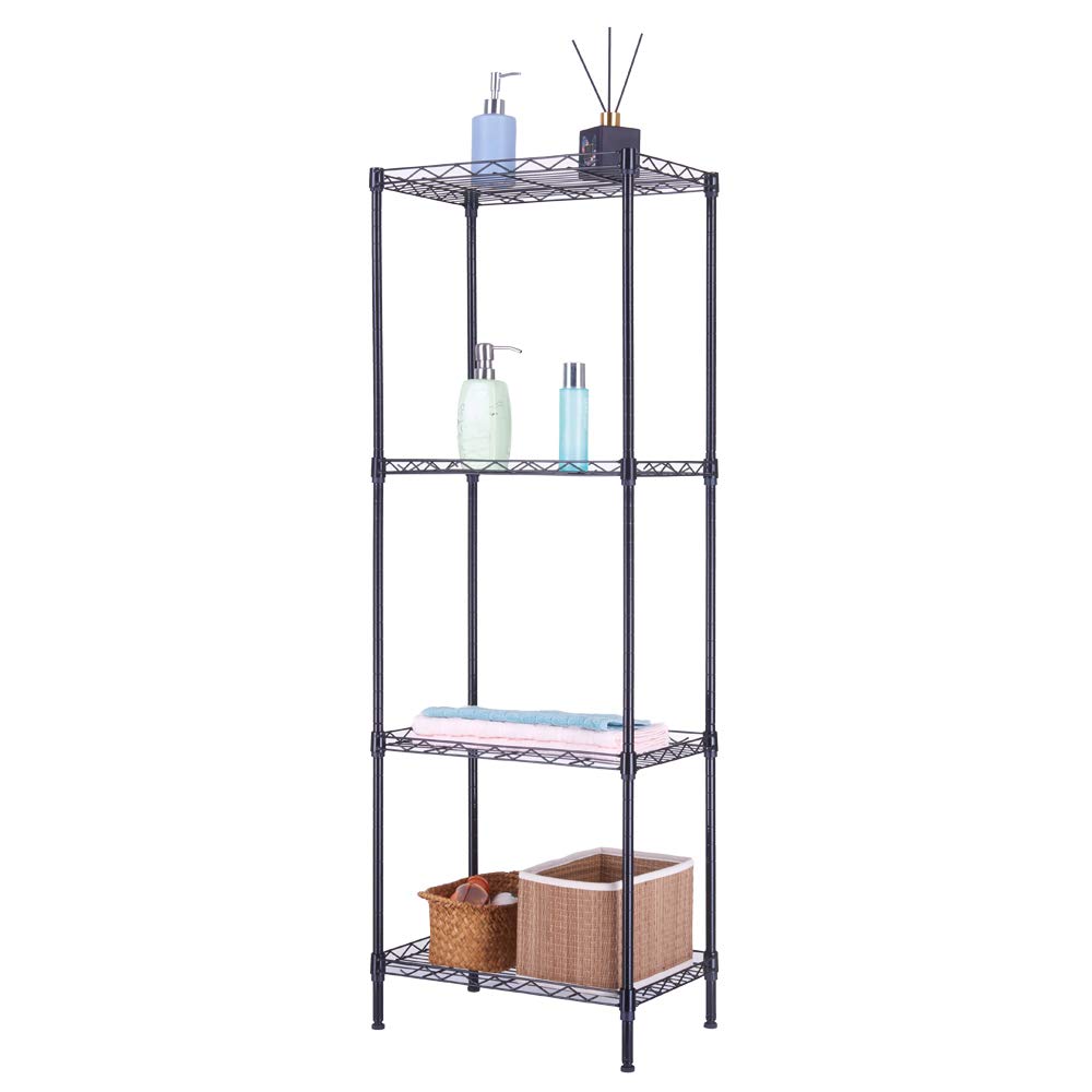 Shyneer 4-Tier Wire Shelving Unit Metal Storage Rack,4-Shelf Shelving Unit, Steel Wire Shelves, Shelving Units and Storage for Kitchen and Garage (17.72 x 11.81 x 49.6'') Black Shyneer