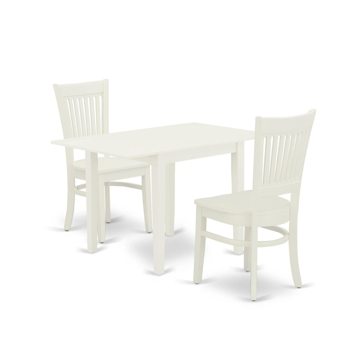 East West Furniture Norden 3 Piece Modern Set Contains a Rectangle Wooden Table with Dropleaf and 2 Dining Chairs, 30x48 Inch, Linen White East West Furniture