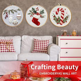 YOUDRN Christmas Embroidery Kits,Gnomes Embroidery Kits for Adults,Christmas Embroidery Kit for Beginners with Pattern,Cotton Threads,Needles,Instruction,20cm Hoop (gnome)