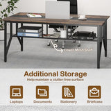 Giantex 6 FT Conference Table for 6-8 People, Modern 71" L x 38" W Large Meeting Table with Storage Shelf & Cable Grommet, Rectangle Conference Room Table for Office, Boardroom, Rustic Brown (1) Giantex