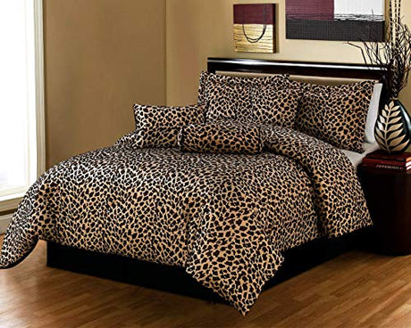 Masterplay King Size Bedding Black Brown Leopard Zebra Bed in A Bag Animal Print Microfur Comforter Set Queen Galaxy's Linen