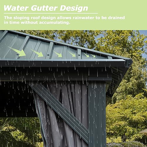 Domi 10' X 10' Hardtop Gazebo, Aluminum Metal Gazebo with Galvanized Steel Double Roof Canopy, Curtain and Netting, Permanent Gazebo Pavilion for Patio, Backyard, Deck, Lawn domi outdoor living