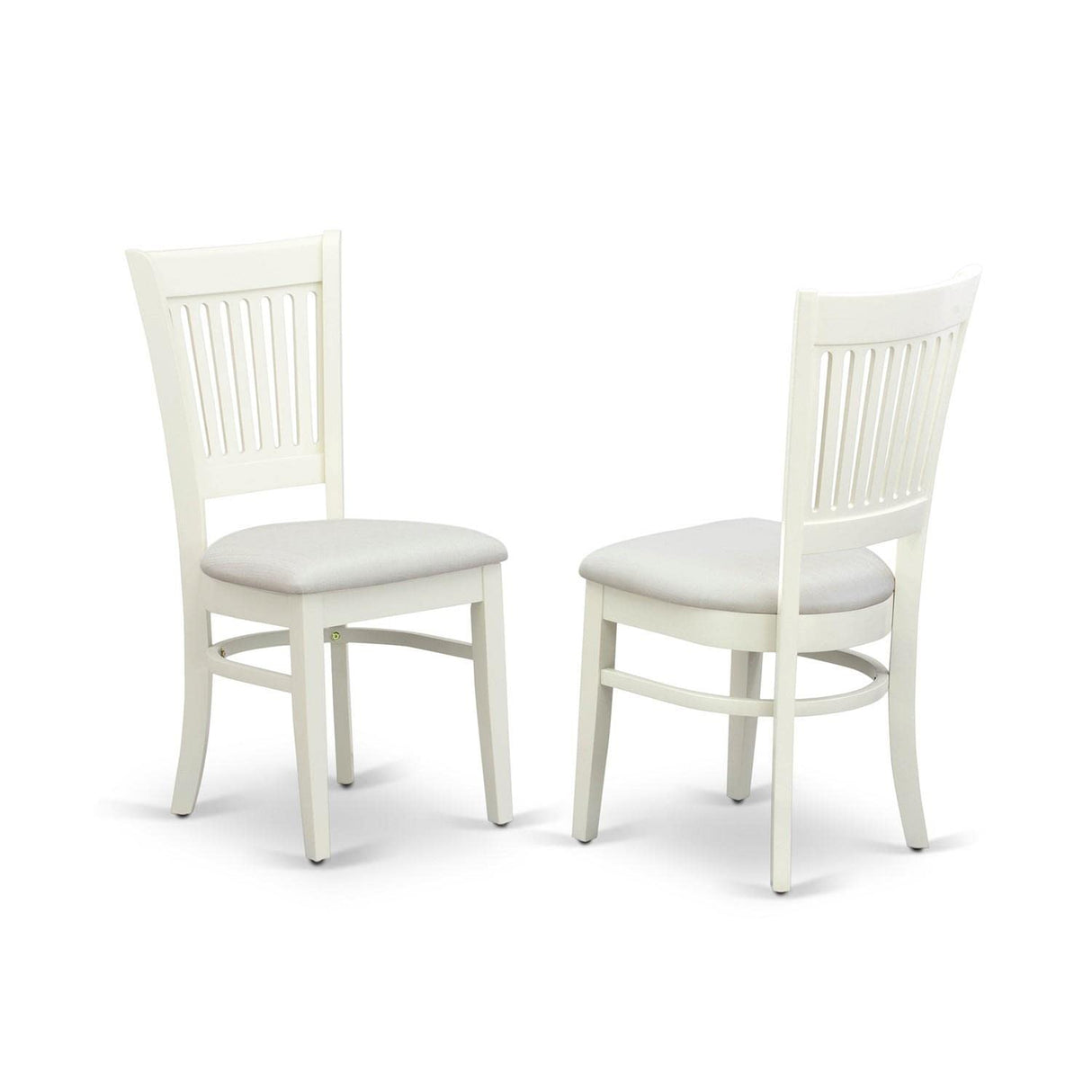 East West Furniture Dublin 3 Piece Modern Set Contains a Round Wooden Table with Dropleaf and 2 Fabric Upholstered Dining Chairs, 42x42 Inch, Linen White East West Furniture