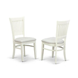 East West Furniture Dublin 3 Piece Modern Set Contains a Round Wooden Table with Dropleaf and 2 Fabric Upholstered Dining Chairs, 42x42 Inch, Linen White East West Furniture