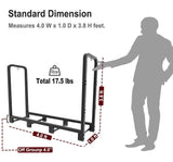 Artibear Firewood Rack Stand 4ft Heavy Duty Logs Holder for Outdoor Indoor Fireplace Metal Wood Pile Storage Stacker Organizer, Matte Black Artibear