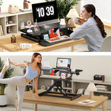 JOY worker Standing Desk Converter, 32" Height Adjustable Sit Stand Up Desk Riser with Keyboard Tray & 6 Fridge Magnets, Desktop Workstation Riser for Home Office Computer Laptop, Black JOY worker