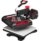 VEVOR 11 in 1 Heat Press, 12 x 15 Inch, Multifunctional Clamshell Printer, Digital Dual-Tube Heat Press Transfer Machine, Swing Away Sublimation Machine for T-Shirt Hat Cap Mug Plate Pen Shoes Black VEVOR