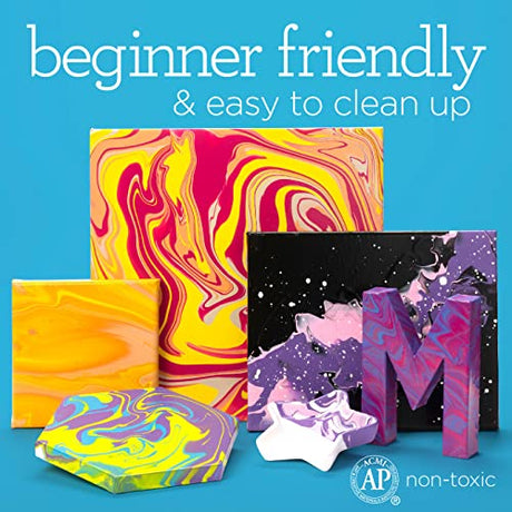 Apple Barrel Ocean Vibe Pre-Mixed Set, Set of 4 Fluid Ready Pour Paints Perfect for DIY Arts and Crafts Projects, 13479E Apple Barrel