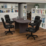 Flash Furniture Lake 5 Piece Rustic Gray Oval Conference Table Set with 4 Black LeatherSoft-Padded Task Chairs Flash Furniture