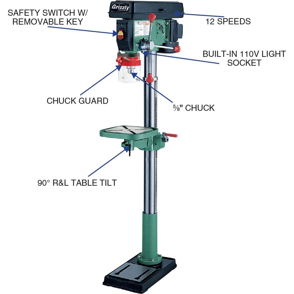 Grizzly Industrial G7944-14" Heavy-Duty Floor Drill Press - WoodArtSupply