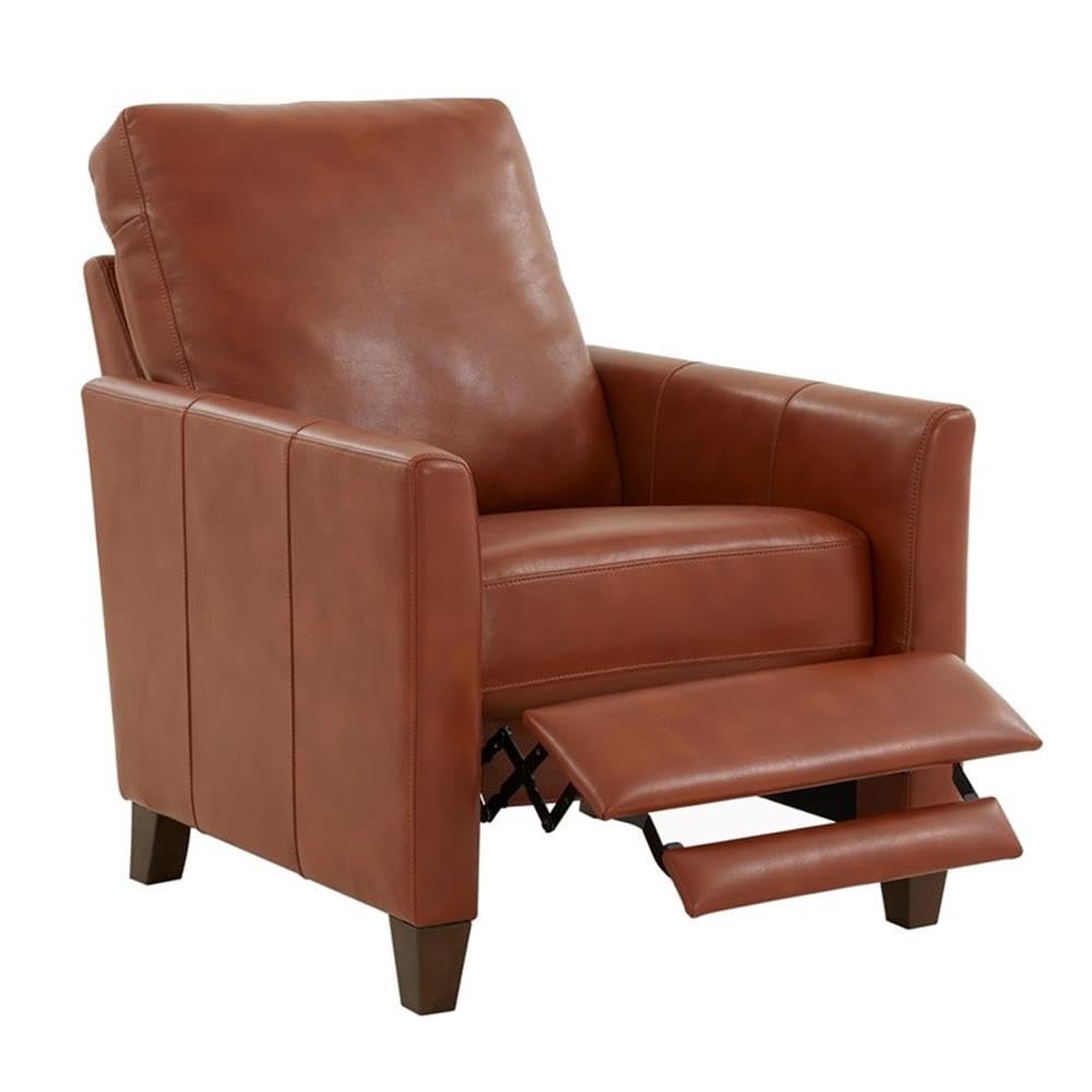 Comfort Pointe Penny Caramel Brown Faux Leather Modern Push Back Recliner Comfort Pointe