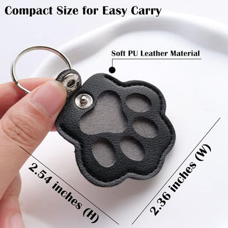 Sakinre Pet Memorial Gifts for Cat Dog, Cute Leather Paw Keychain, Pet Hair Keepsake Keyring for Bag Purse Keys Backpack, Paw Charm Pendant Key Holder for Pet Lover (Light Brown) Sakinre