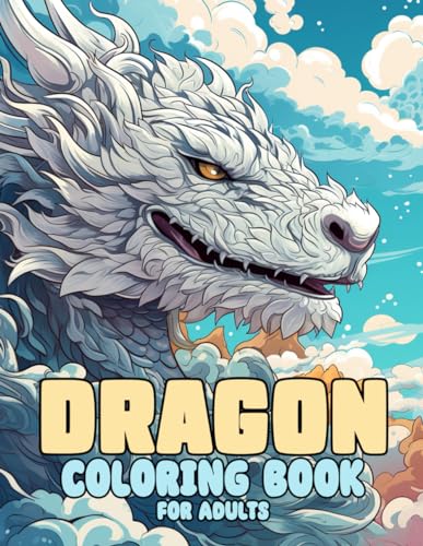 Dragon Coloring Book for Adults: 50 Dark Fantasy Mystical Creatures of Dragons for Adult Stress Relief & Relaxation (Adult Coloring Books) WoodArtSupply
