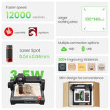 LONGER RAY5 Laser Engraver 3500mW High Precision 0.04 * 0.04mm Mini Laser Cutter and Engraving Machine 130x140mm Working Area for Wood Metal Acrylic Glass Longer