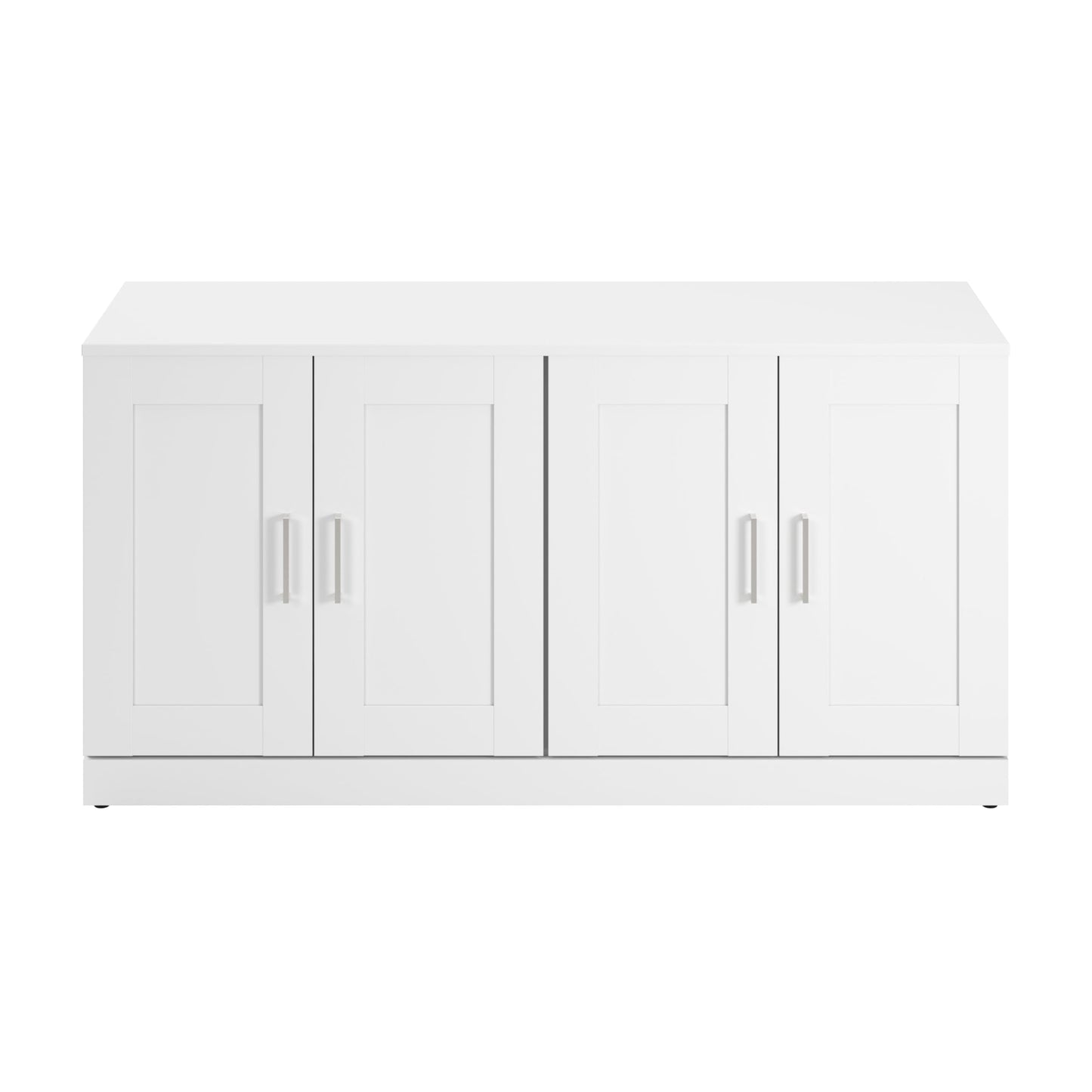 Bush Furniture Hampton Heights 60W Bookshelf with Doors in White, Large Bookcase Cabinet for Home Office or Professional Workspace - WoodArtSupply