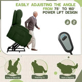 Furmax Electric Power Lift Recliner Chair with Massage for Elderly Corduroy Fabric Recliner Single Sofa with Cup Holders, Side Pockets and Remote Control for Living Room Bedroom (Green)