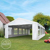 TOOLPORT Party Tent 16x33 ft Canopy PE 350 N Tarpaulin Waterproof White Garden Tent TOOLPORT