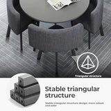 Office Reception Table Set for 4, Versatile Small Coffee Dining Table and Chair Set, Round/Square Furniture for Conference Room, 31.5 (Gray + Gray, Round, Cotton Linen, 31.5"L*31.5"W*29.13"H) Nuipesn