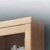 KWOKING Contemporary Rubber Wood Bookshelf with Glass Doors - Versatile Storage for Home and Office KWOKING