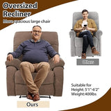 Chizzyseat Manual Oversized Recliner Overstuffed Chairs Large Recliner High Weight Capacity Big and Tall Man Recliner for Heavy Duty 400lbs Adults for Living Room, Bedroom, Nursery, RV Brown