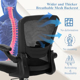 TOPBSHODC Ergonomic Office Chair 400lbs PU Leather Mesh Desk Chair with Lumbar Support, Flip-Up Arms, Swivel Wheels, Adjustable Height, Rolling Executive Computer Task Chair for Home Office,Black TOPBSHODC