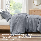 Madison Park Essentials Striped Duvet Cover Set Twin/Twin XL, Modern Minimalist Bedding Set with Premium Jacquard Stripe, 2 Pieces Duvet Cover Reversible with Zipper Closure & Corner Ties,Blue/Grey Madison Park Essentials