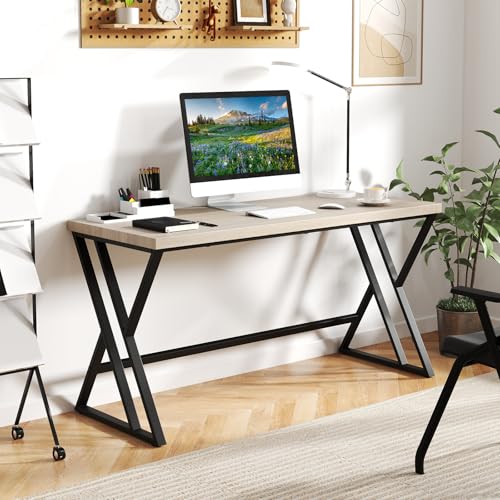 Giantex 5 FT Conference Table for 4-6 People, Modern 48" D x 59" W Large Meeting Table with Z-Shaped Metal Leg, Rectangle Conference Room Table for Office, Boardroom, Grey Oak Giantex