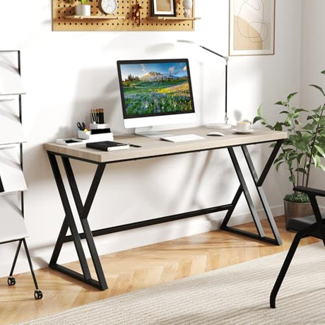 Giantex 5 FT Conference Table for 4-6 People, Modern 48" D x 59" W Large Meeting Table with Z-Shaped Metal Leg, Rectangle Conference Room Table for Office, Boardroom, Grey Oak Giantex
