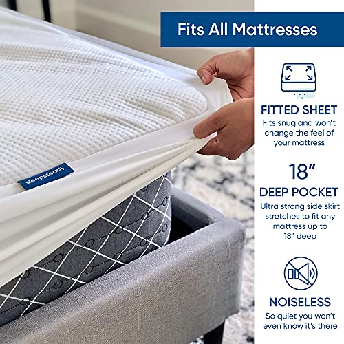 King Size Luxury Tencel Mattress Protector, 100% Waterproof, Ultra Soft, Naturally Cooling & Breathable, Deep Pocket Up to 18" Sleepsteady