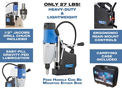 CS Unitec | MABasic 400 Portable Magnetic Drill Press | 1050W 2-Speed Benchtop Power Drill Machine w/up to 1-5/8" Diameter & 6-1/3" Depth of Cut CS Unitec