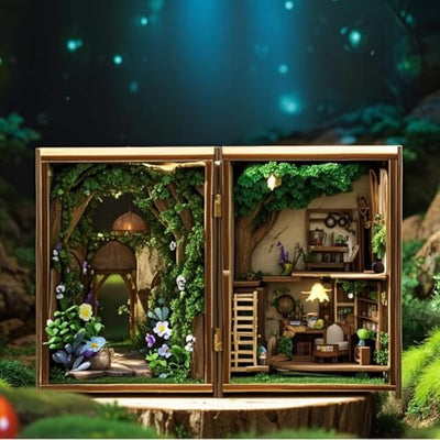 ESTUSR DIY Miniature Dollhouse Kits - Wooden Mini Model House with LED Lights, Tiny Furniture & Accessories – Craft Building Kits for Teens & Adults (Forest Wonderland) – Birthday Valentine's Gift