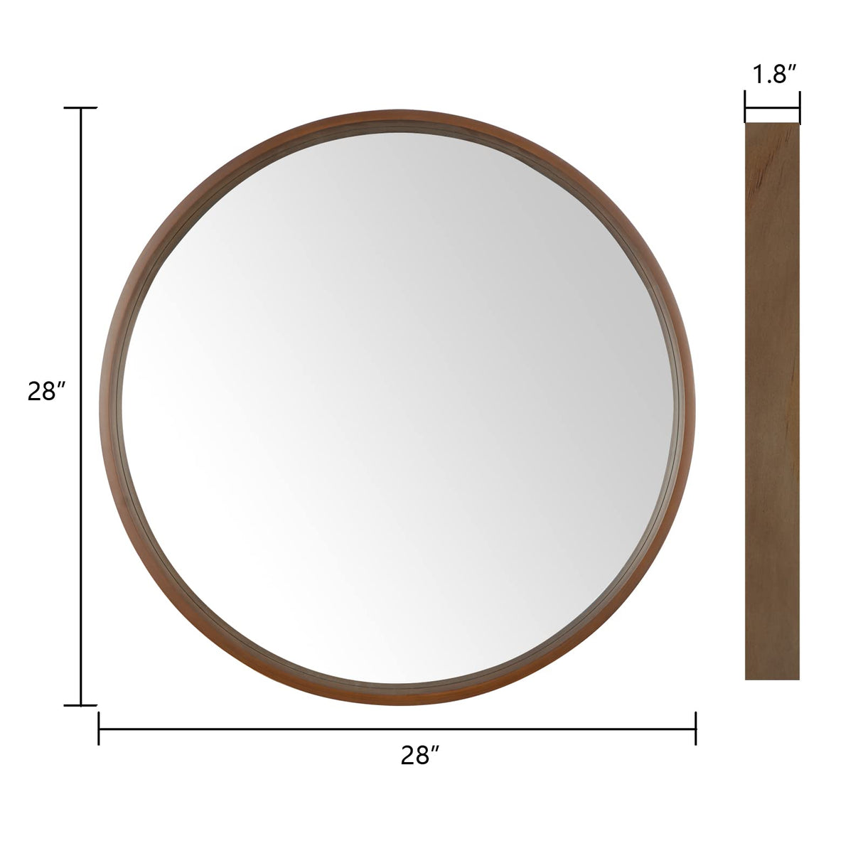 WallBeyond Circle Mirror with Wood Frame, 28" Round Modern Decoration Large Home Decor Mirror for Bathroom Living Room Bedroom Entryway (28" Diameter, Walnut) WallBeyond