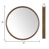 WallBeyond Circle Mirror with Wood Frame, 28" Round Modern Decoration Large Home Decor Mirror for Bathroom Living Room Bedroom Entryway (28" Diameter, Walnut) WallBeyond