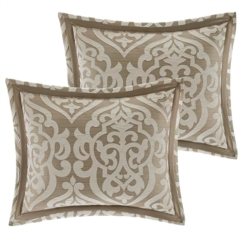 Madison Park Odette Cozy Comforter Set Jacquard Damask Medallion Design - Modern All Season, Down Alternative Bedding, Shams, Decorative Pillows, Cal King(104 in x 92 in), Tan 8 Piece Madison Park