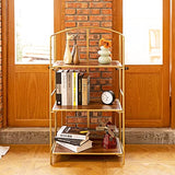 Crofy 3-Tier Gold Folding Bookshelf - Versatile Metal Bookcase for Stylish Storage Crofy