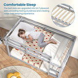 KOMFOTT Low Bunk Bed Twin Over Twin, Solid Wood Bunk Bed Frame with Built-in Ladder & Safety Guardrails, Space-Saving Low Bunk Bed for Kids, Teens, No Box Spring Needed KOMFOTT