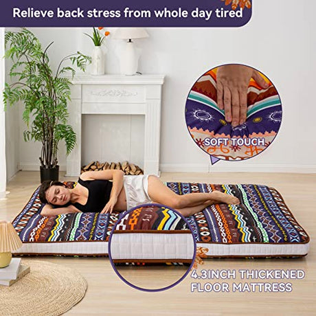 Dr.Futon Japanese Floor Futon Mattress Extra Thick Folding Roll Up Bed Topper Mat for Guest,Lounger and Tavel Dr.Futon