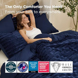 Bedsure Gentlesoft™ 2-in-1 King Size Comforter Set and Detachable Fluffy Blanket, Navy Blue Bedding Set for All Season Use, SnapTech™ Design for Space Saving (Includes 2 Pillow Shams, 2 Pillowcases) Bedsure
