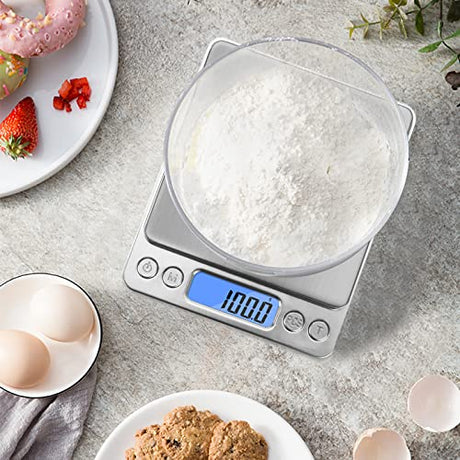 Toprime Digital Gram Scale 500g 0.01g Food Scale High Precision Kitchen Scale Multifunctional Stainless Steel Pocket Scale with Back-Lit LCD Display Tare PCS Features Silver toprime