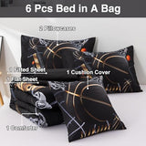 A Nice Night Comforter Set,6 Piece Bed-in-a-Bag with Comforter & Sheet Sets,Basketball Court with Sportsman Slam Dunk Printing for Kids Teen Boys,Queen A Nice Night